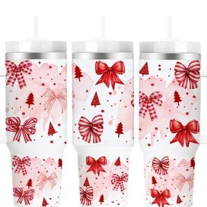 Festive Red and White Bow Tumbler 40 ounces